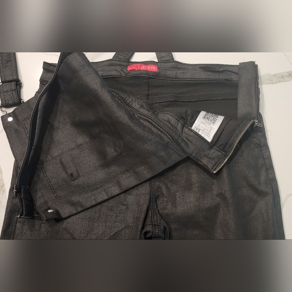 Guess Black Bib Overalls Stretch Dress Pants Romper Women's L - Picture 7 of 14